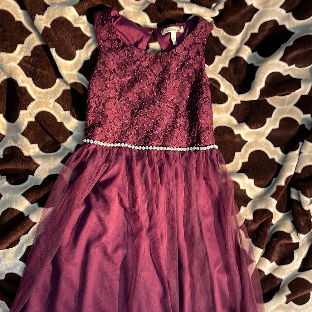 Burgundy/Purple Sparkle Dress with flower lace 🌸
